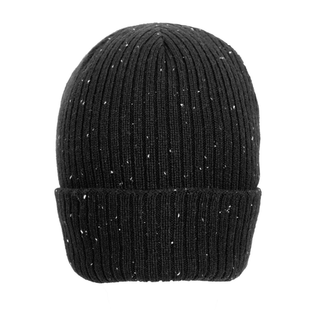 Dents Womens Ribbed Knit Wool Blend Beanie w/ Marl Yarn - Black