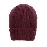 Dents Womens Ribbed Knit Wool Blend Beanie w/ Marl Yarn - Burgundy