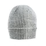 Dents Womens Ribbed Knit Wool Blend Beanie w/ Marl Yarn - Dove Grey