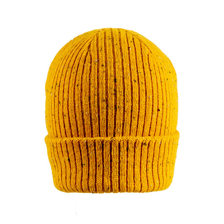 Dents Womens Ribbed Knit Wool Blend Beanie w/ Marl Yarn - Ochre Yellow