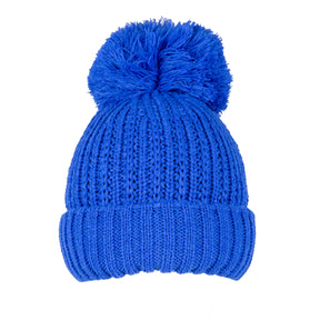 Dents Women’s Ribbed Knit Bobble Beanie - Cobalt Blue