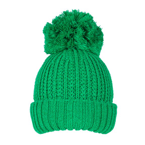 Dents Women’s Ribbed Knit Bobble Beanie - Emerald Green