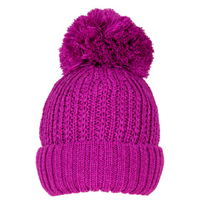 Dents Women’s Ribbed Knit Bobble Beanie - Orchid Pink