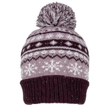 Dents Womens Jacquard Wool Blend Beanie Hat w/ Pom Pom - Lilac