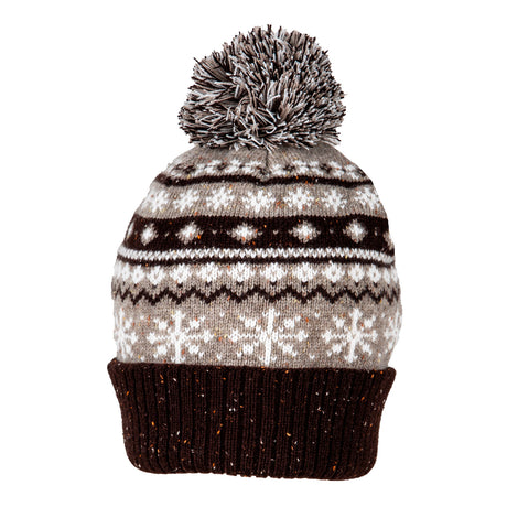 Dents Womens Jacquard Wool Blend Beanie Hat w/ Pom Pom - Oatmeal