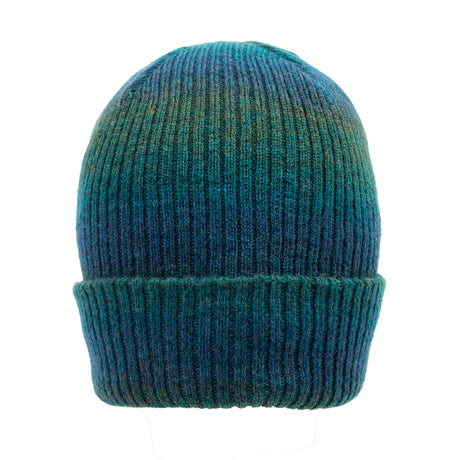 Dents Womens Ribbed Knit Beanie Hat - Teal (Ombre Pattern)