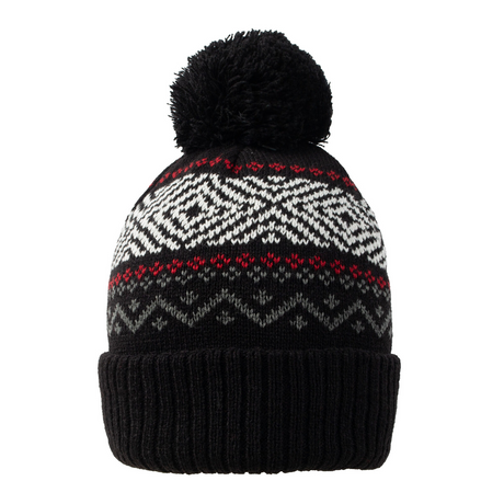Dents Women's Jacquard Knitted Bobble Hat - Black (Faux Fur Pom Pom Beanie)
