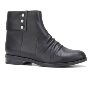 Hush Puppies Hayworth Womens Leather Ankle Boots - Black (Zip Heels)