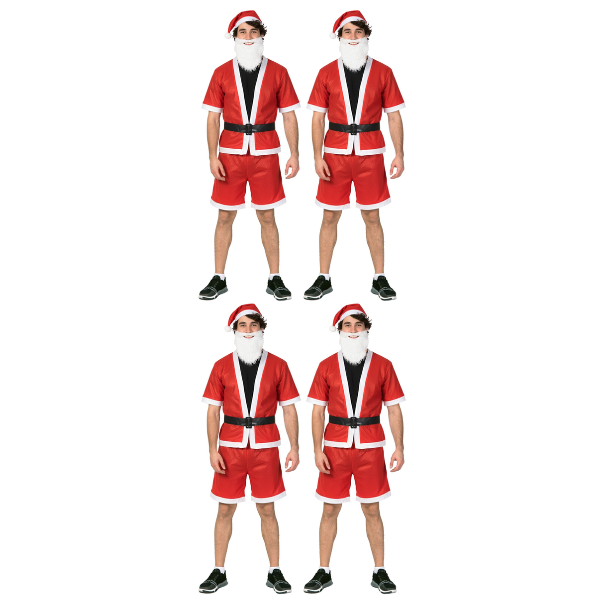 4x Adult Santa Claus Summer Costume Suit w/ Shorts Bulk Pack - Father Christmas (Xmas Party)
