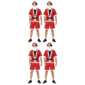 4x Adult Santa Claus Summer Costume Suit w/ Shorts Bulk Pack - Father Christmas (Xmas Party)