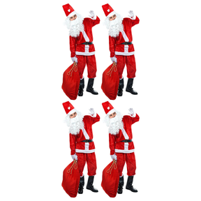 4x Adult Premium Deluxe Luxury Santa Claus Costume Suit Bulk Pack - Father Christmas (Xmas Party)