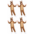4x Boys Brown Red Nose Reindeer Group Costume Bulk Pack - Childrens Christmas Party Outfit