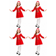 4x Girls Red Christmas Miss Claus Hooded Dress Group Costume Bulk Pack - Childrens Xmas Party Outfit