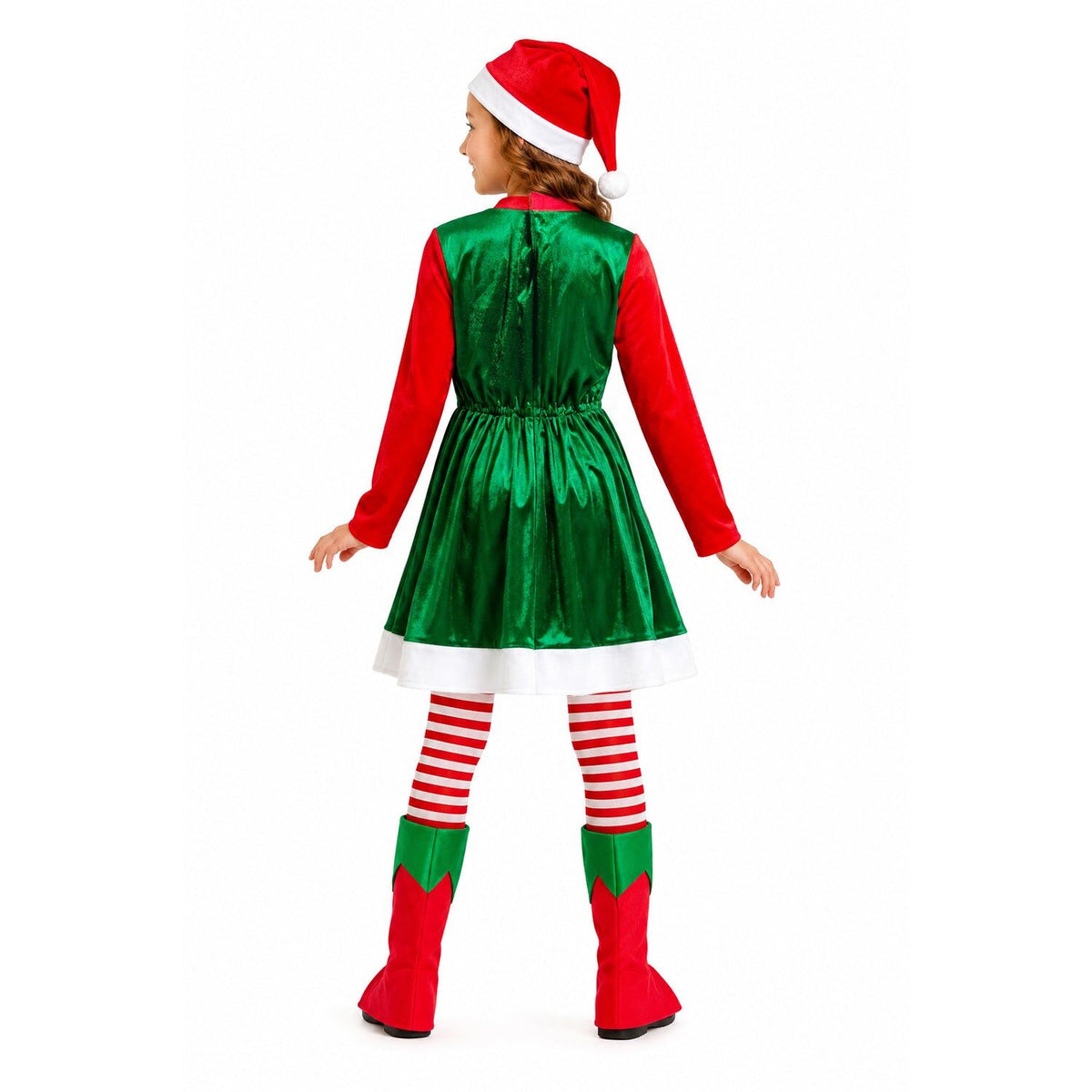 4x Girls Green Christmas Elf Group Costume Bulk Pack - Childrens Santas Helper Xmas Party Outfit