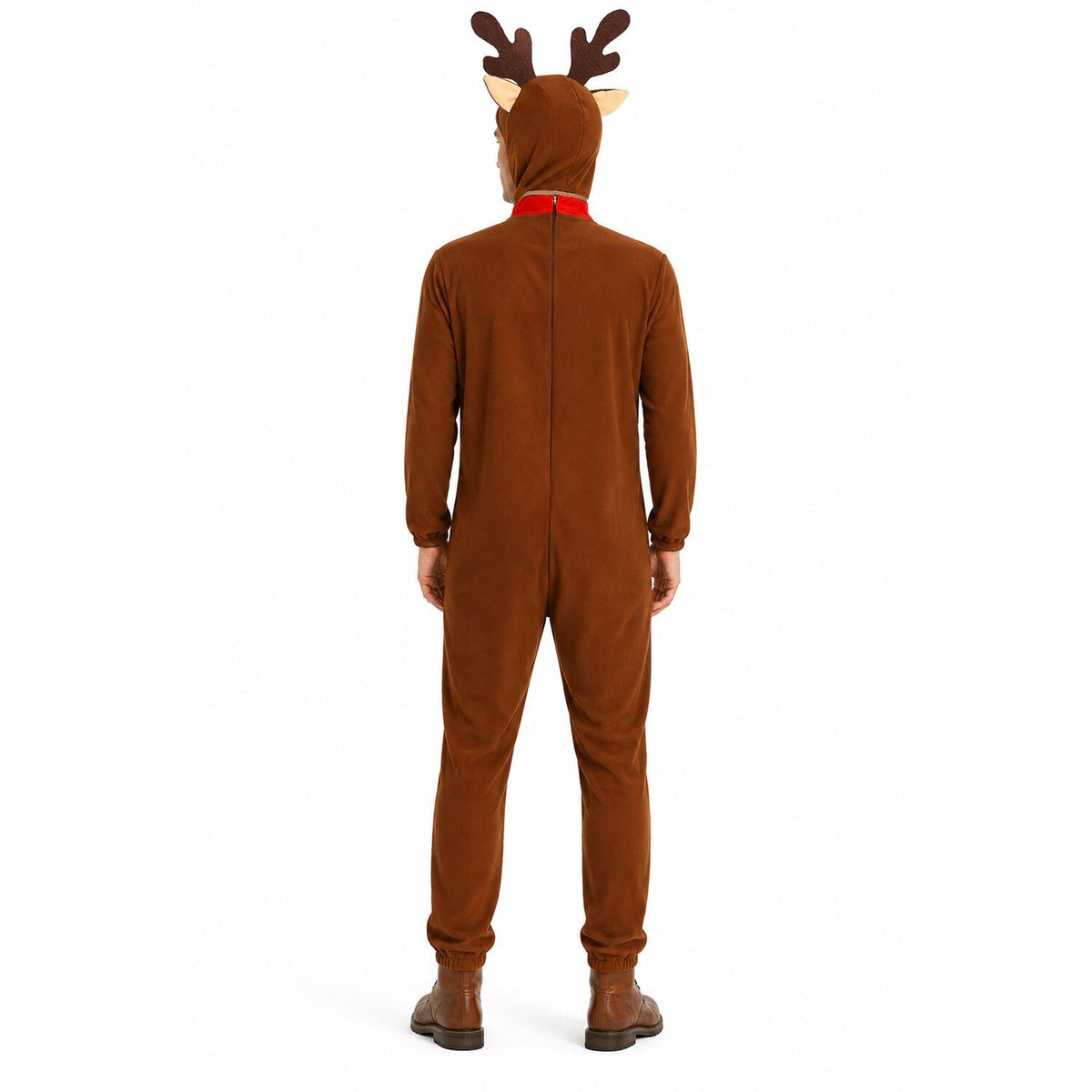 4x Adult Xmas Brown Red Nose Reindeer Group Costume Bulk Pack - Mens Christmas Party Outfit