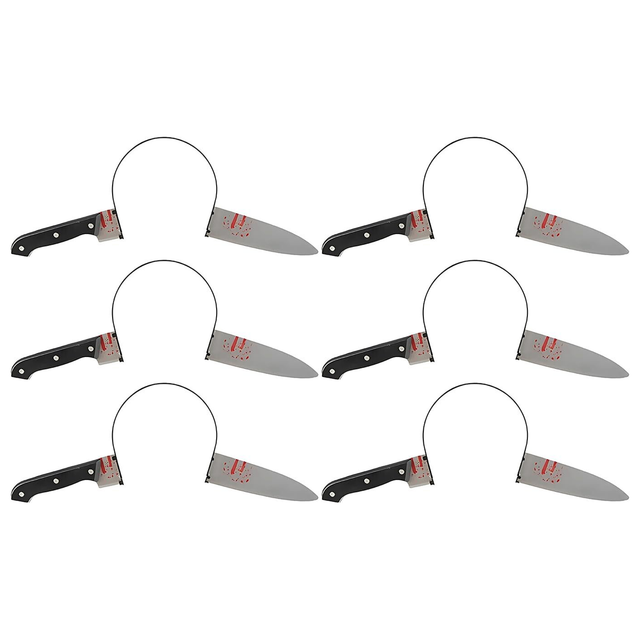 6x Halloween Fake Knife Through Head Headband Bulk Pack - Horror Party Prank Joke