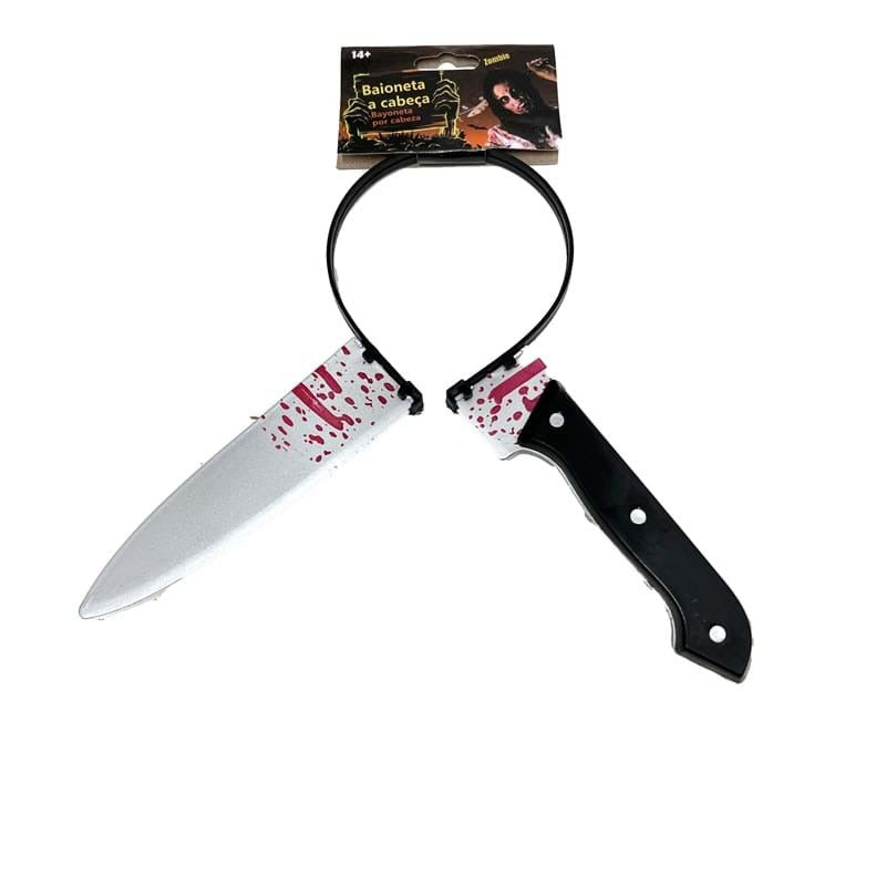 Halloween Fake Knife Through Head Headband - Horror Party Prank Joke