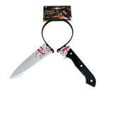 Halloween Fake Knife Through Head Headband - Horror Party Prank Joke