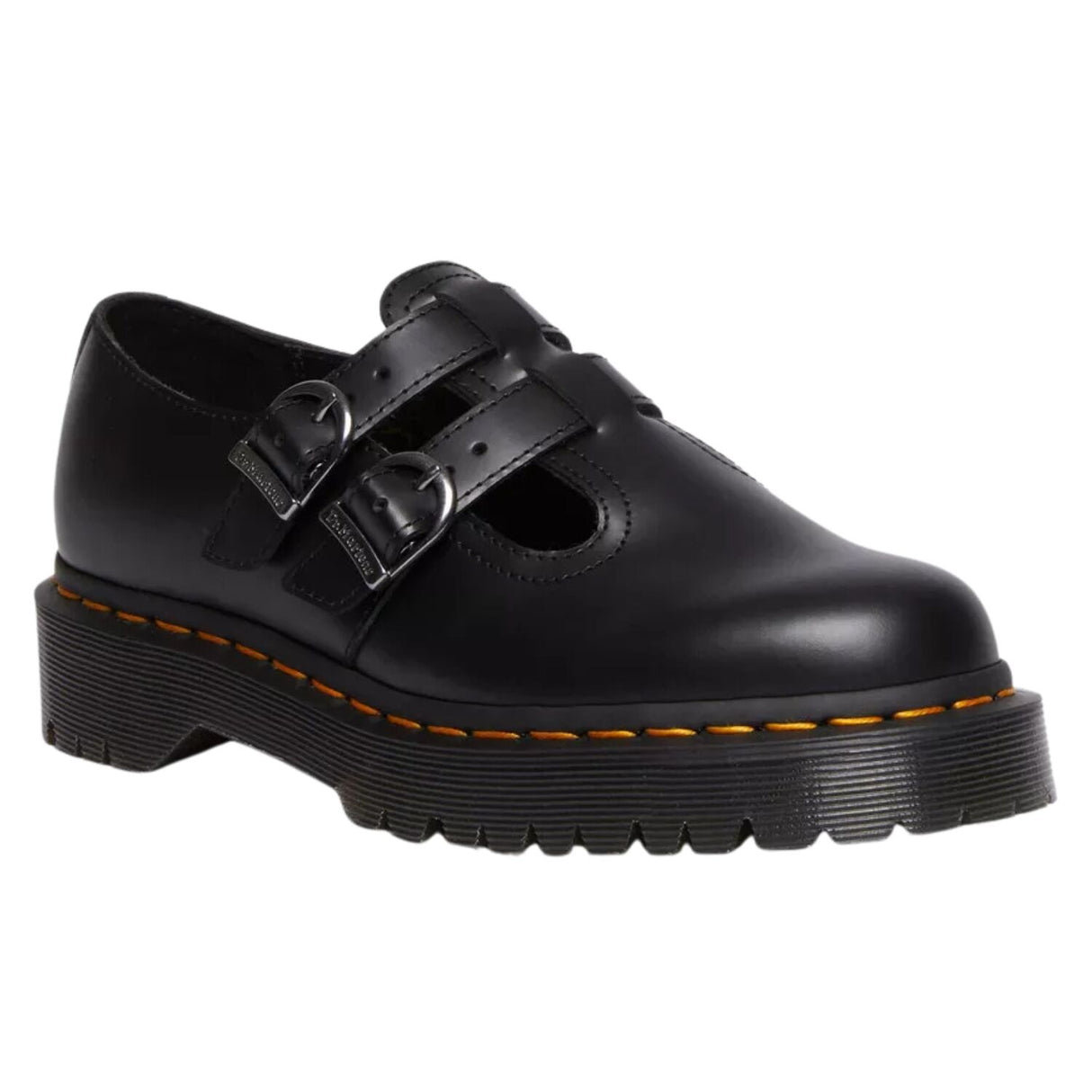 Dr. Martens 8065 Double Buckle Mary Jane Sandals (Smooth Leather Flats) - Black