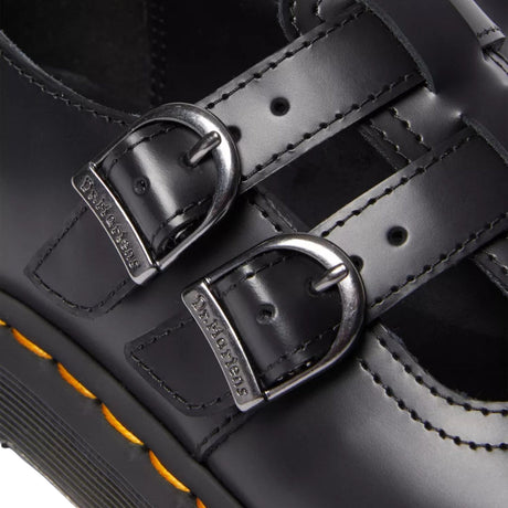 Dr. Martens 8065 Double Buckle Mary Jane Sandals (Smooth Leather Flats) - Black