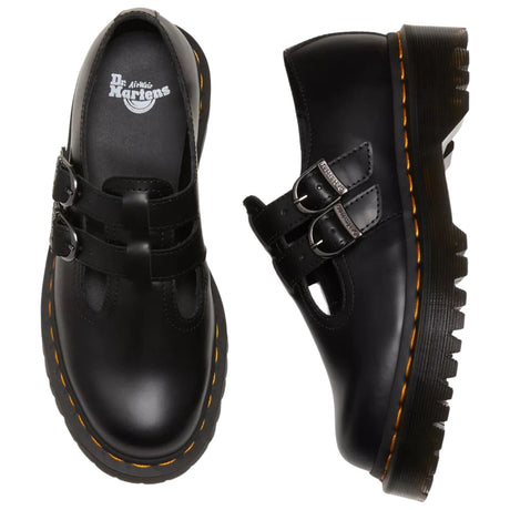 Dr. Martens 8065 Double Buckle Mary Jane Sandals (Smooth Leather Flats) - Black