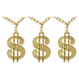 3x Gold Big Daddy Dollar Sign Chain Necklace 10cm Bulk Pack - Rapper/Hip Hop (Costume Accessory)