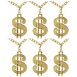 6x Gold Big Daddy Dollar Sign Chain Necklace 10cm Bulk Pack - Rapper/Hip Hop (Costume Accessory)