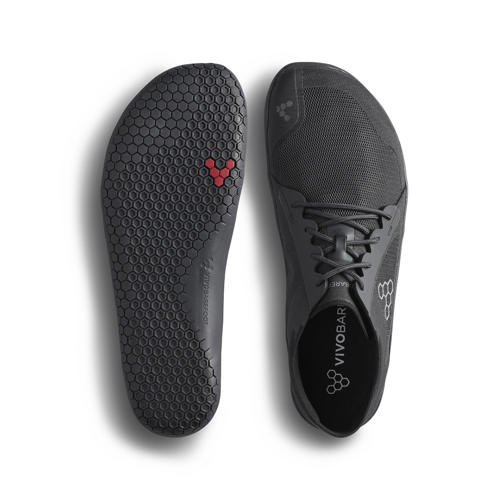 Vivobarefoot Mens Primus Lite IV Barefoot Shoes - Obsidan Black (Lightweight Recycled Runners)