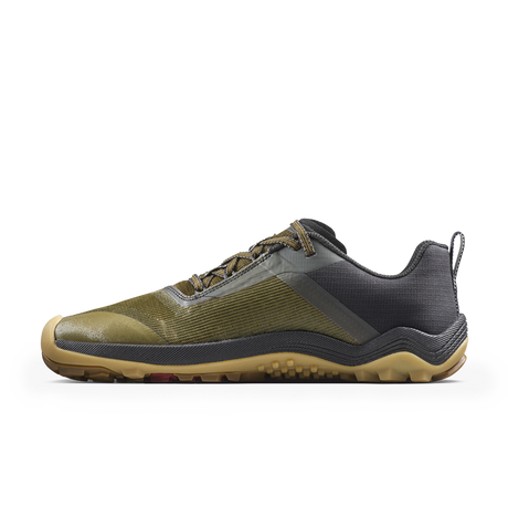 Vivobarefoot Mens Primus Trail Flow Barefoot Shoes - Dark Olive/Gum (Lightweight Recycled Runners)
