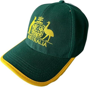 Australia Baseball Cap - Green/Gold (Kangaroo & Emu Design Adjustable Fit)