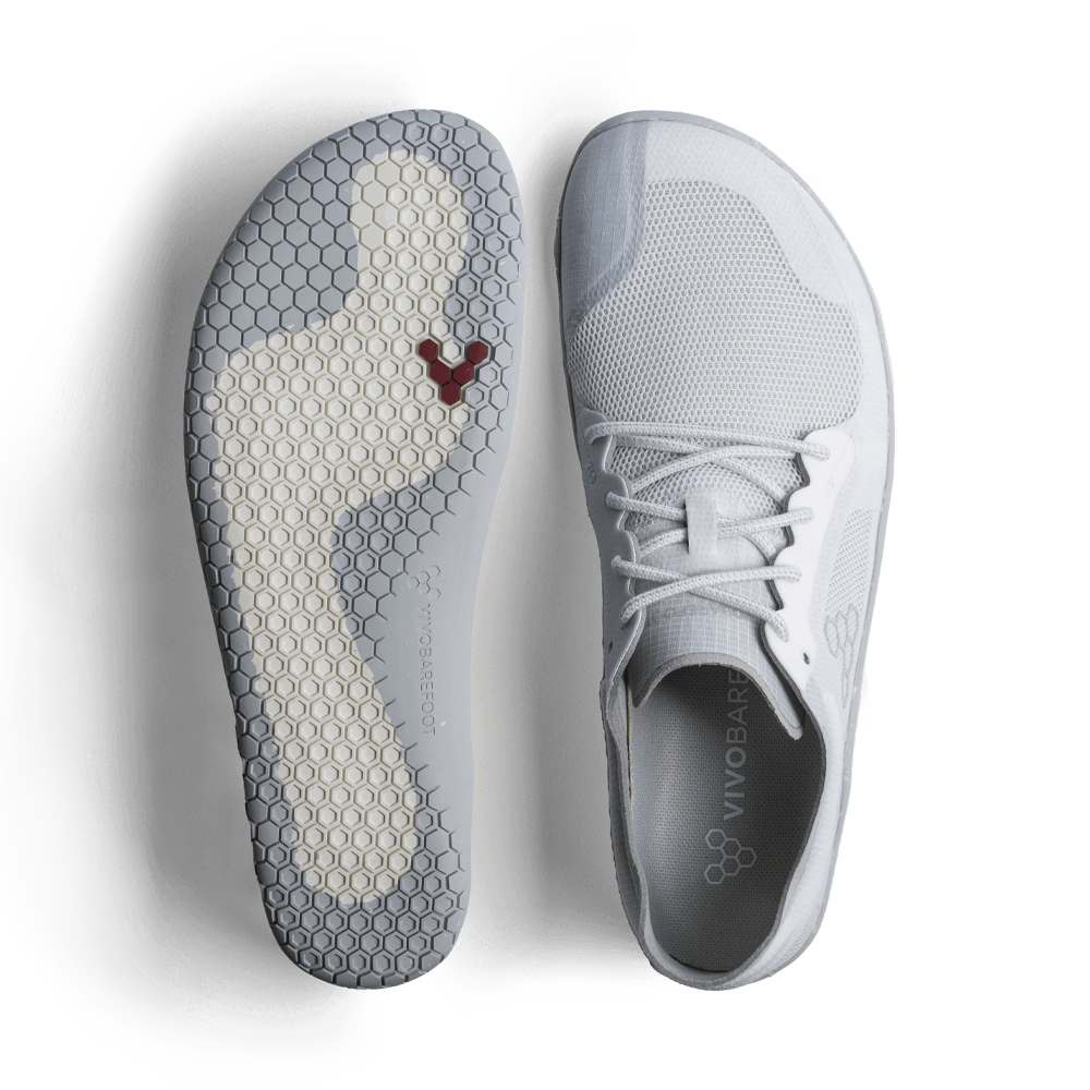 Vivobarefoot Mens Primus Lite 3.5 Barefoot Shoes - Mineral White (Lightweight Recycled Runners)