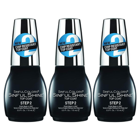 3x Sinful Colors 15ml Nail Polish Shine Top Coat Pack - 2644