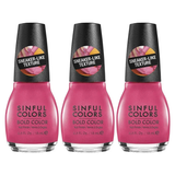 3x Sinful Colors 15ml Bold Colour Pink Sneaker Texture Nail Polish Pack - 2680 Fit Chick
