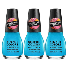 3x Sinful Colors 15ml Bold Colour Texture Nail Polish Pack - 2683 Double Time Blue