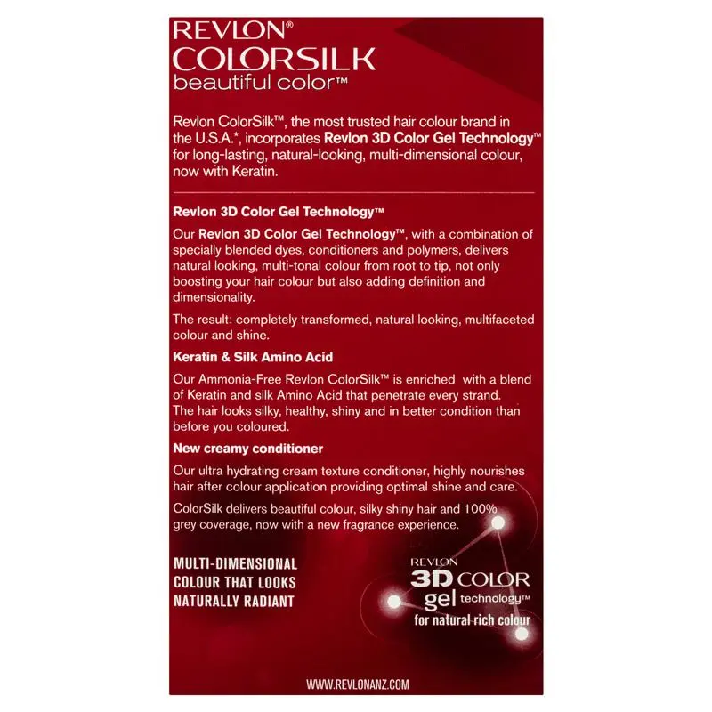 Revlon ColorSilk 3D Permanent Hair Colour with Keratin - 20 Brown/Black