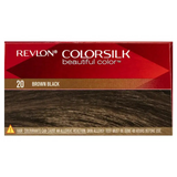Revlon ColorSilk 20 Brown Black Permanent 3D Hair Colour w/ Keratin - Brown/Black