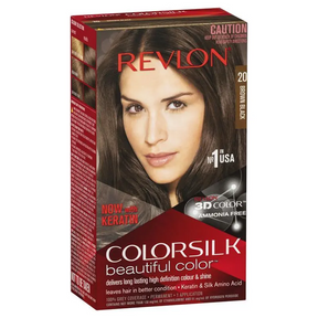 Revlon ColorSilk 20 Brown Black Permanent 3D Hair Colour w/ Keratin - Brown/Black