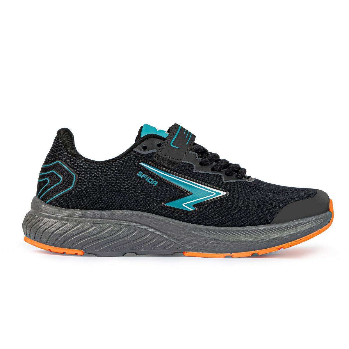 Sfida Brazen Boys V Strap Runners - Black/Teal (Kids Sneakers/Shoes) - BLACK/TEAL