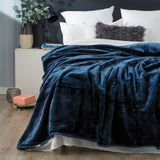 Renee Taylor Heavy Weight Acrylic Mink Blanket - Indigo (220 x 240cm)