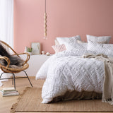 Park Avenue Medallion Vintage Washed Tufted Cotton Quilt Cover Set - White