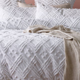 Park Avenue Medallion Vintage Washed Tufted Cotton Quilt Cover Set - White