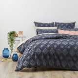 Park Avenue Medallion Vintage Washed Tufted Cotton Quilt Cover Set - Blue