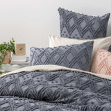 Park Avenue Medallion Vintage Washed Tufted Cotton Quilt Cover Set - Blue