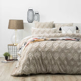 Park Avenue Medallion Vintage Washed Tufted Cotton Quilt Cover Set - Stone