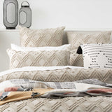Park Avenue Medallion Vintage Washed Tufted Cotton Quilt Cover Set - Stone