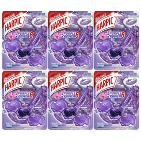 6x 35g Harpic 6 Actions Toilet Cage Cleaner Bulk Pack - Lilac Meadow