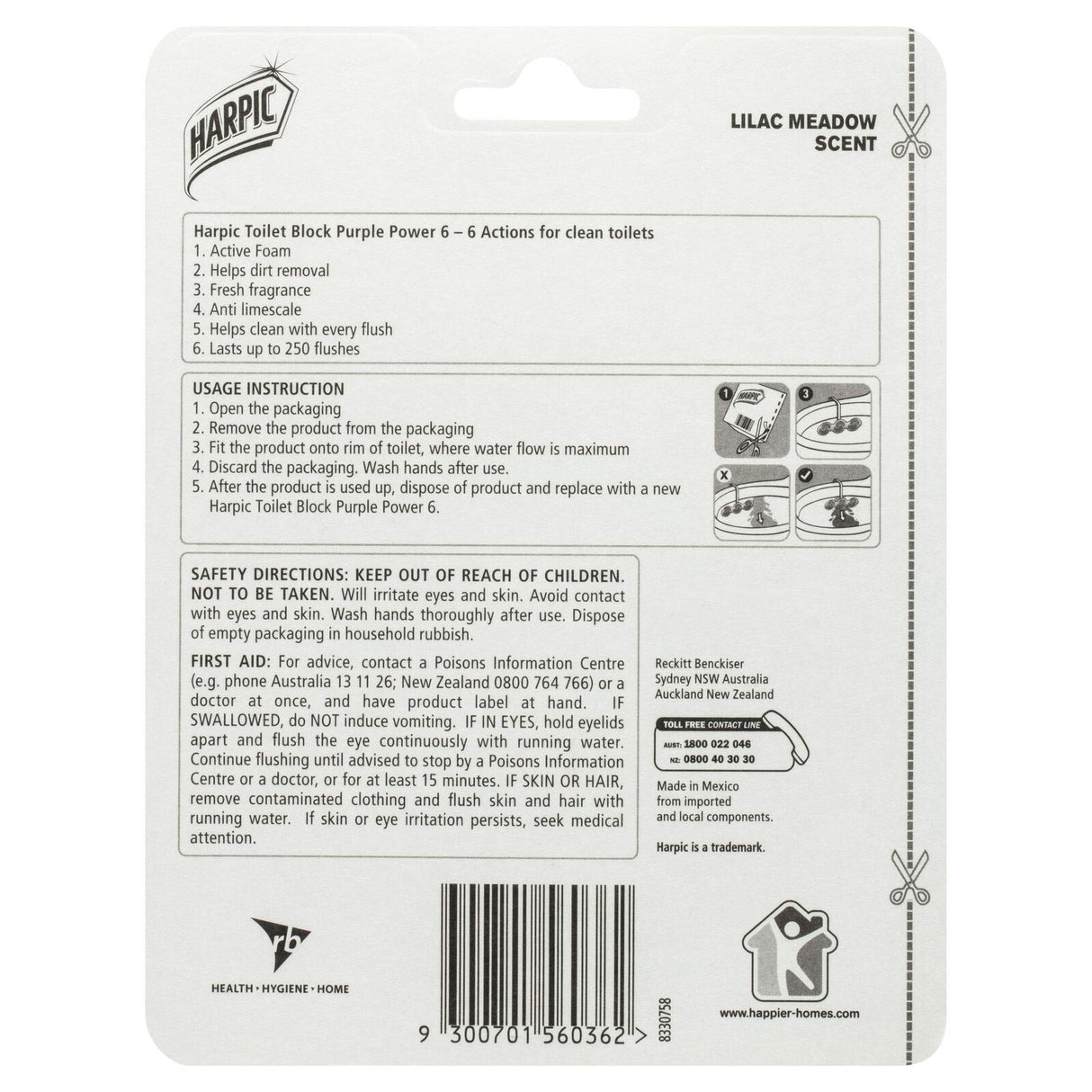 Harpic 35g Toilet Block Cleaner Cage 6 Actions in Lilac Meadow