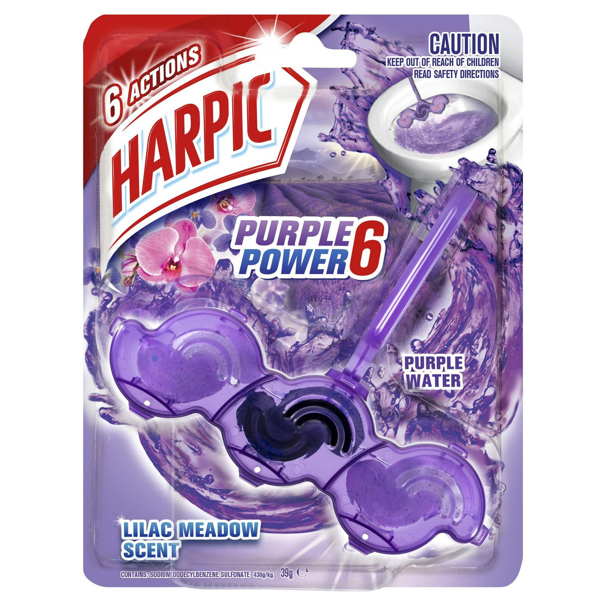 Harpic 35g Toilet Block Cleaner Cage 6 Actions in Lilac Meadow