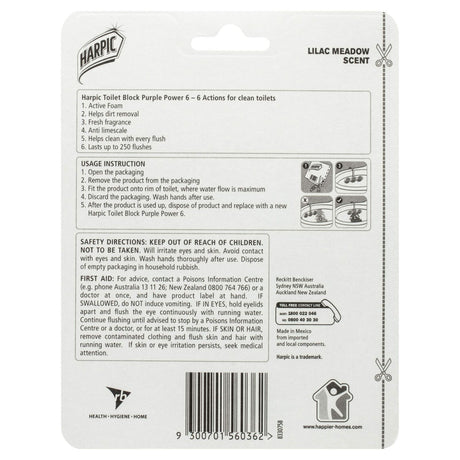 6x 35g Harpic 6 Actions Toilet Cage Cleaner Bulk Pack - Lilac Meadow