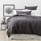 Renee Taylor Cavallo Stonewashed French Linen Quilt Cover Set - Magnet